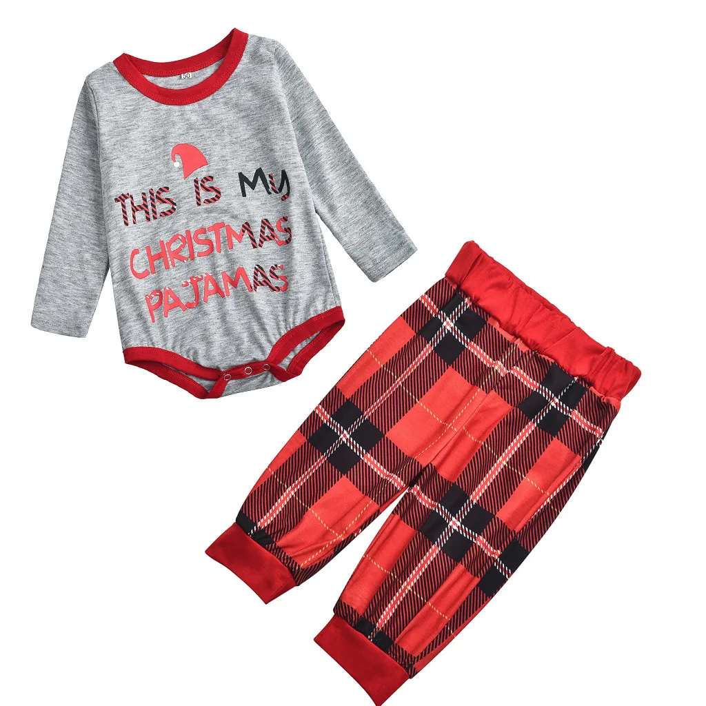 Рождественские пижамы Семейный комплект для мужчин женщин и детей комбинезон с