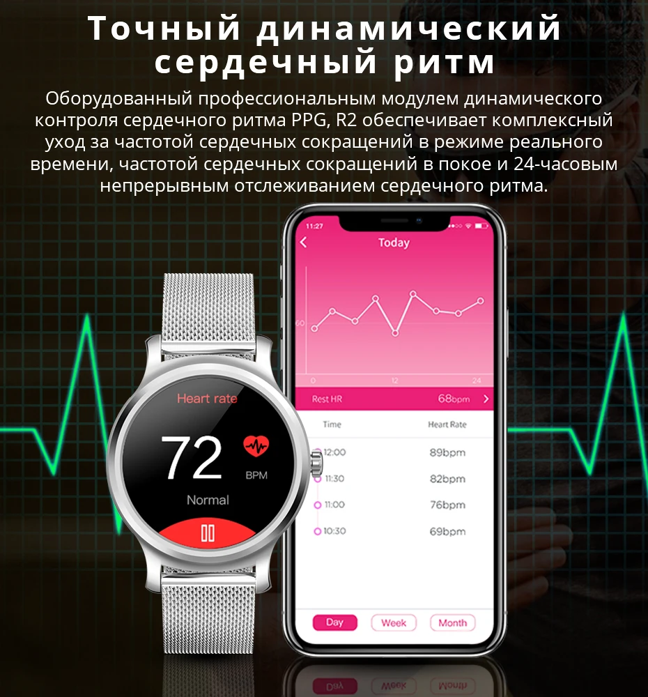Смарт-часы Makibes R2 для мужчин, Bluetooth, монитор сердечного ритма, часы, напоминание о звонках, музыка, плей, фитнес-трекер, умные часы