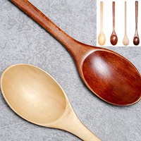 1pc long handle wooden spoon coffee stirring rod tea dessert spoon mixing soup spoon tableware kitchen cooking decor supplies
