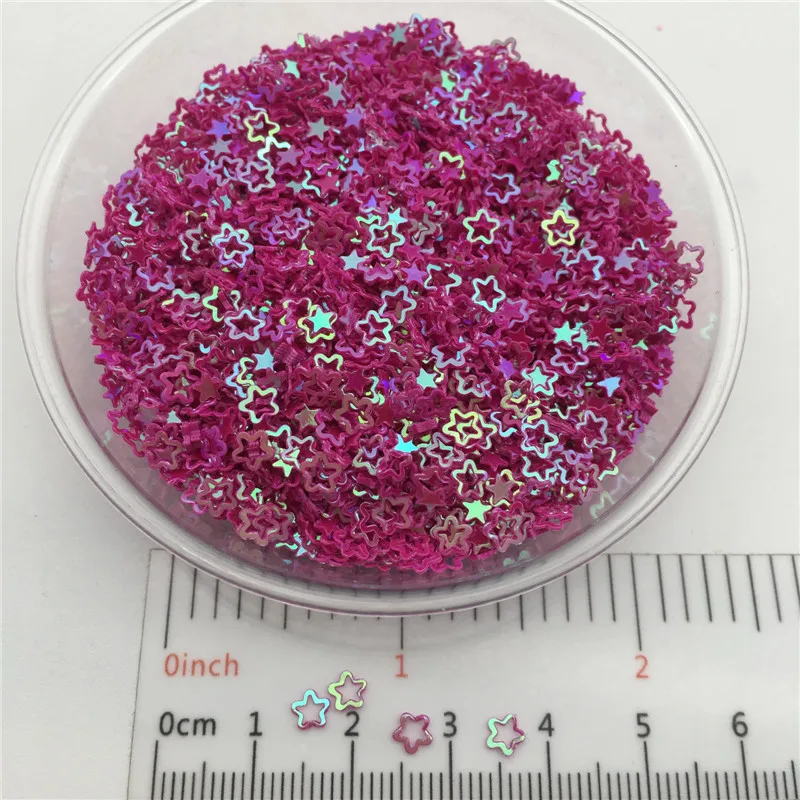 AB Fuchsia 3 мм полые звезды P ПВХ свободные блестки для маникюра ногтей, свадебные конфетти, аксессуары для орнамента/рукоделия - Цвет: AB Fuchsia