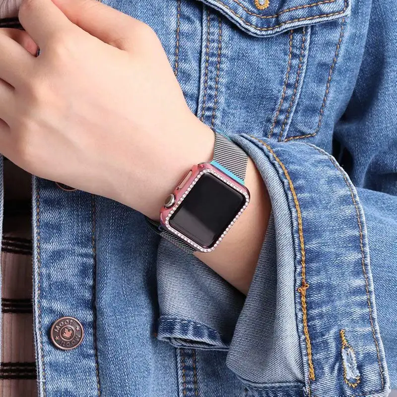Подходит для Apple Watch Band 38 мм 40 42 44 с защитной пленкой экрана чехол спортивный