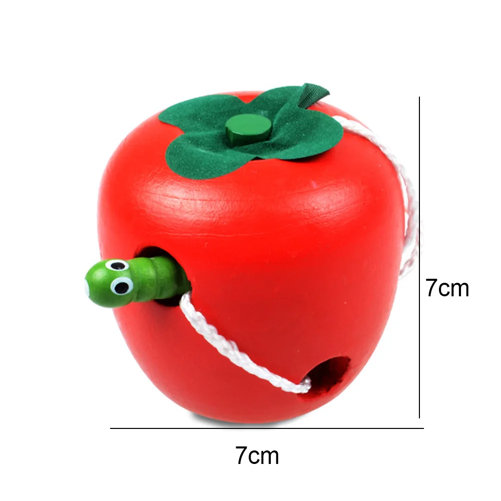 

Threading Worm Eating Fruit Wooden Puzzle Early Learning Educational Kids Gift