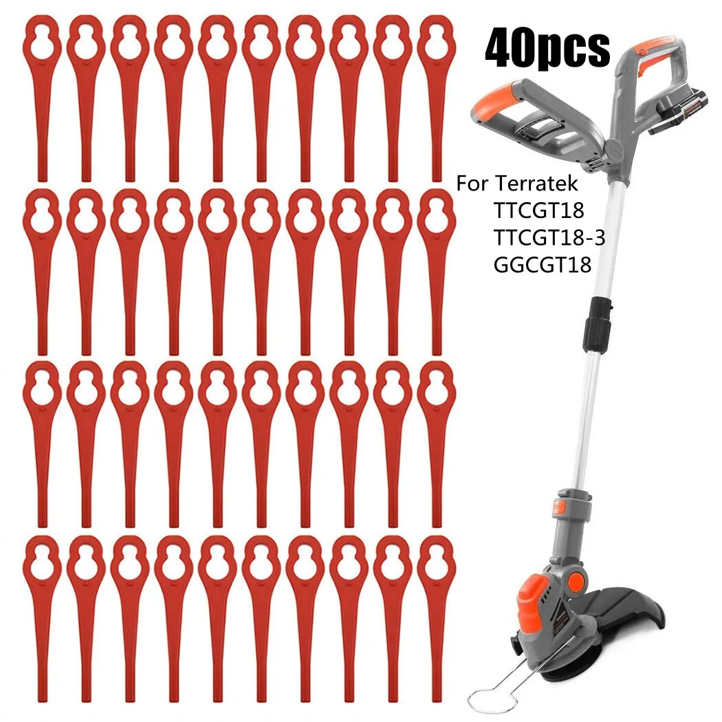 

40pcs Plastic Blades For Terratek TTCGT18 TTCGT18-3 GGCGT18 Cordless Grass Strimmer Spare Blades Lawnmover Accessories