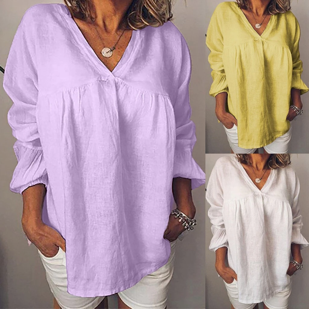 Женские блузки 2019 модная пышная рубашка с длинным рукавом однотонная элегантная