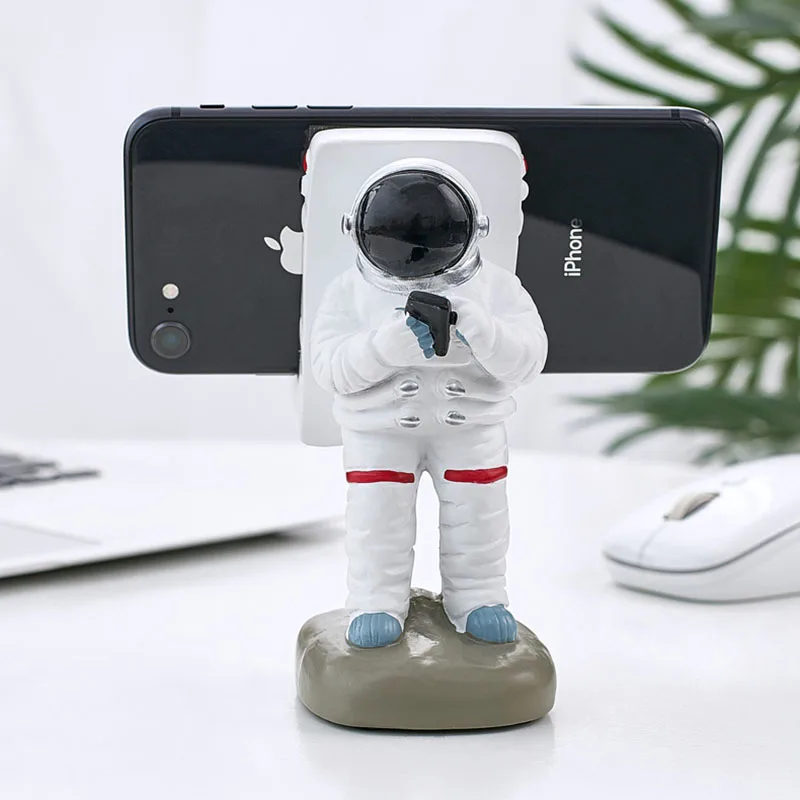 creative penholder mobile phone stand resin astronaut figurine home decoration office desk accessories practical desktop holder free global shipping