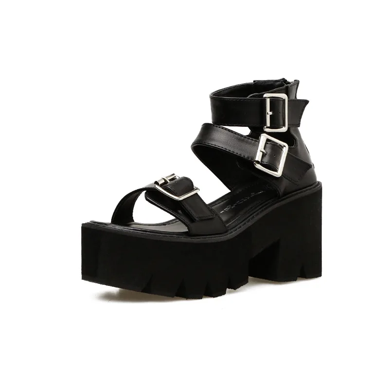 

New college style muffin bottom sandals casual thick soled Summer High Heels Sandals Size