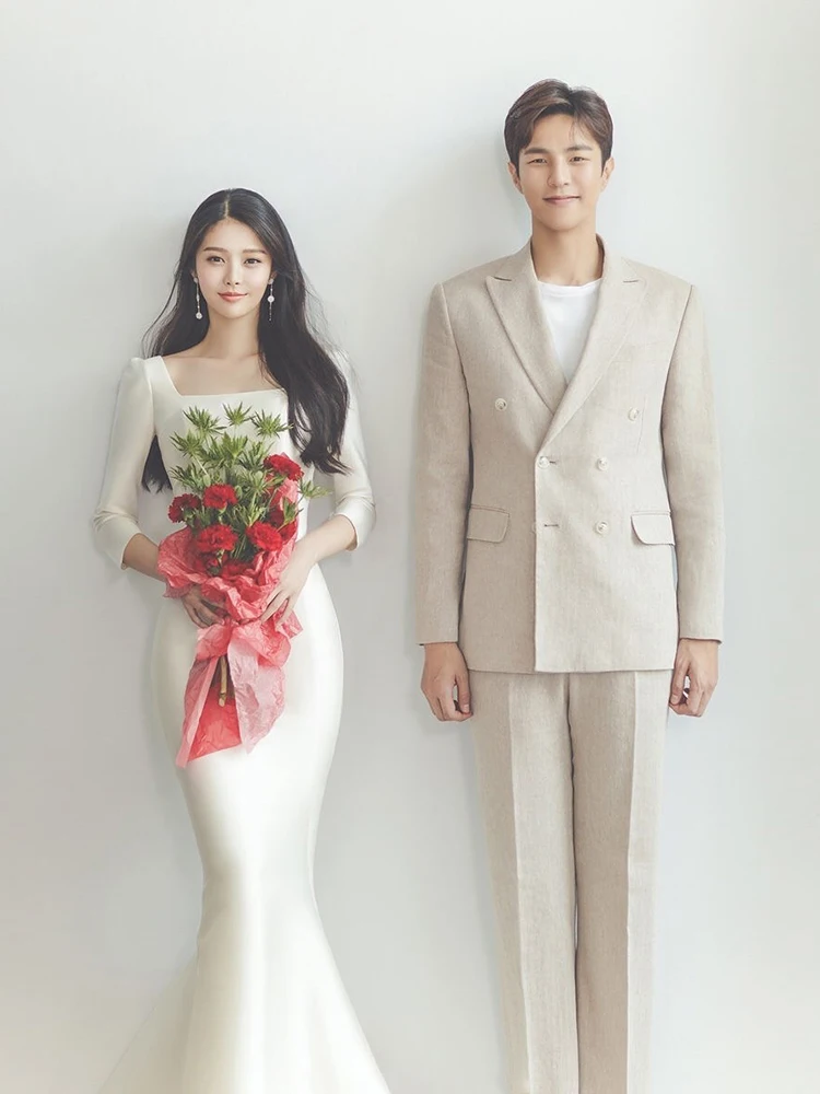 Женское свадебное платье русалка Элегантное Длинное в пол с длинным рукавом и