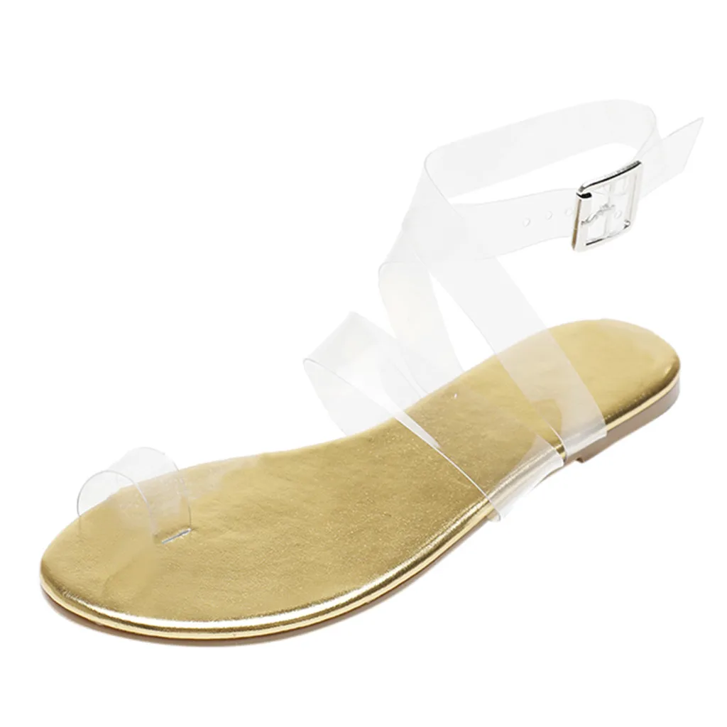 Transparent Shoes Women Fashion Clip-Toe Strap Sandals Roman Flat Ladies With shoes обувь женская 2020 |