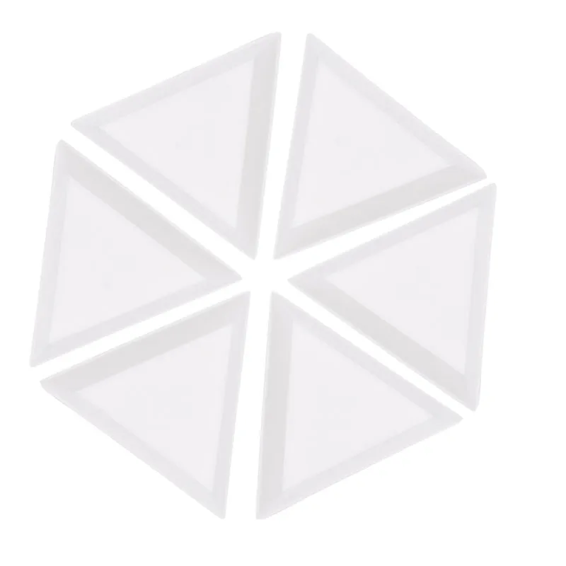 

10Pcs Plastic Triangle Rhinestones Beads Crystal Nail Art Sorting Trays White