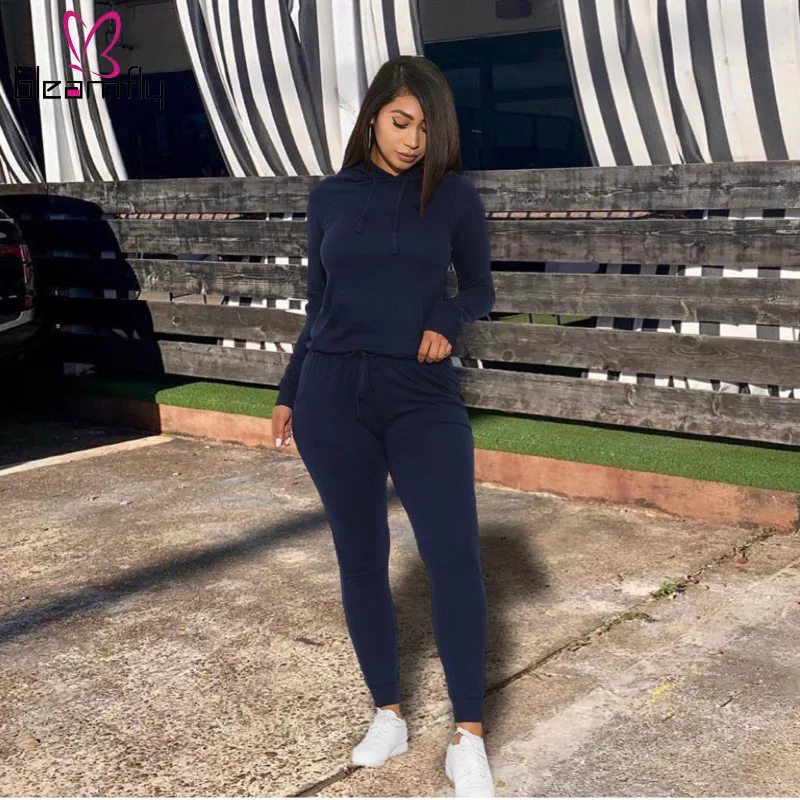 Красный женский спортивный костюм из двух частей осень 2019 толстовка с капюшоном