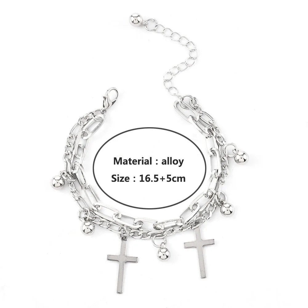 2020 новые модные ювелирные изделия в стиле панк посеребренный браслет с крестом