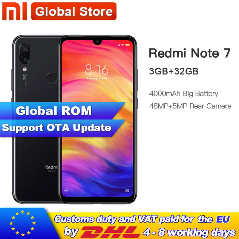 Xiaomi Redmi Note 7 32GB 3GB мобильный телефон S660 Восьмиядерный 4000mAh 6 3 &quotполный экран 2340x1080