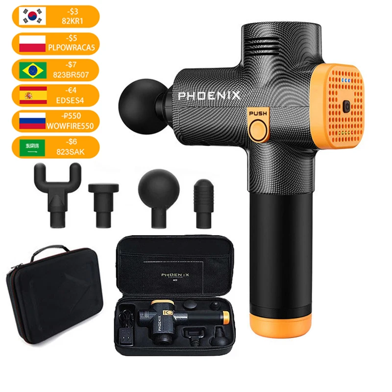 массажер пистолет Phoenix A2 высокочастотный глубокий для расслабления мышц и тканей