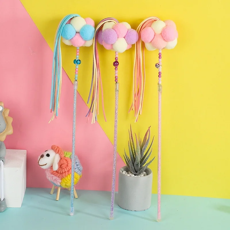 

Товары для домашних животных, игрушка для кошек, телескопическая Интерактивная забавная палочка для кошек, Сменная головка с темными перья...