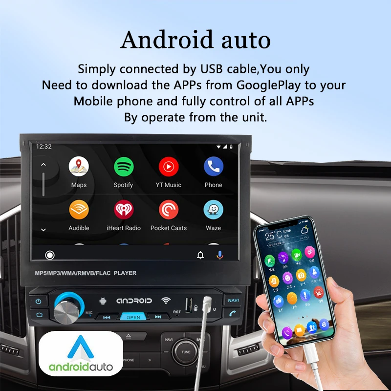 Автомобильное радио 1 Din Bluetooth 7 дюймов FM Carplay 3 USB Android Mirror Link MP5 плеер GPS навигация WIFI