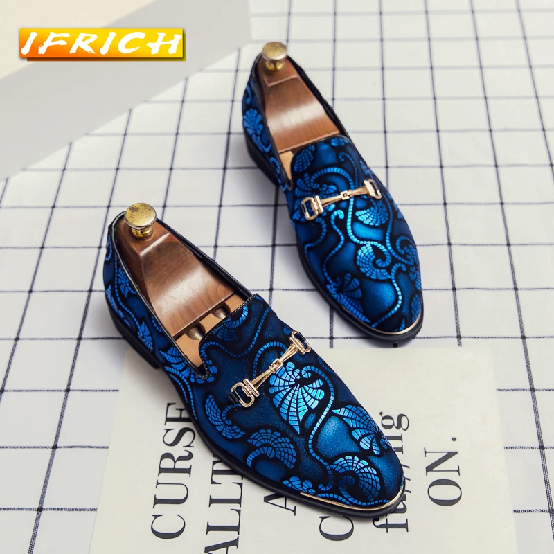 

Classic Brand Mens Dress Shoe Gold Purple Wedding Formal Shoe for Men Brand Fashion Business Shoes Man Slip-on Men Office Shoe