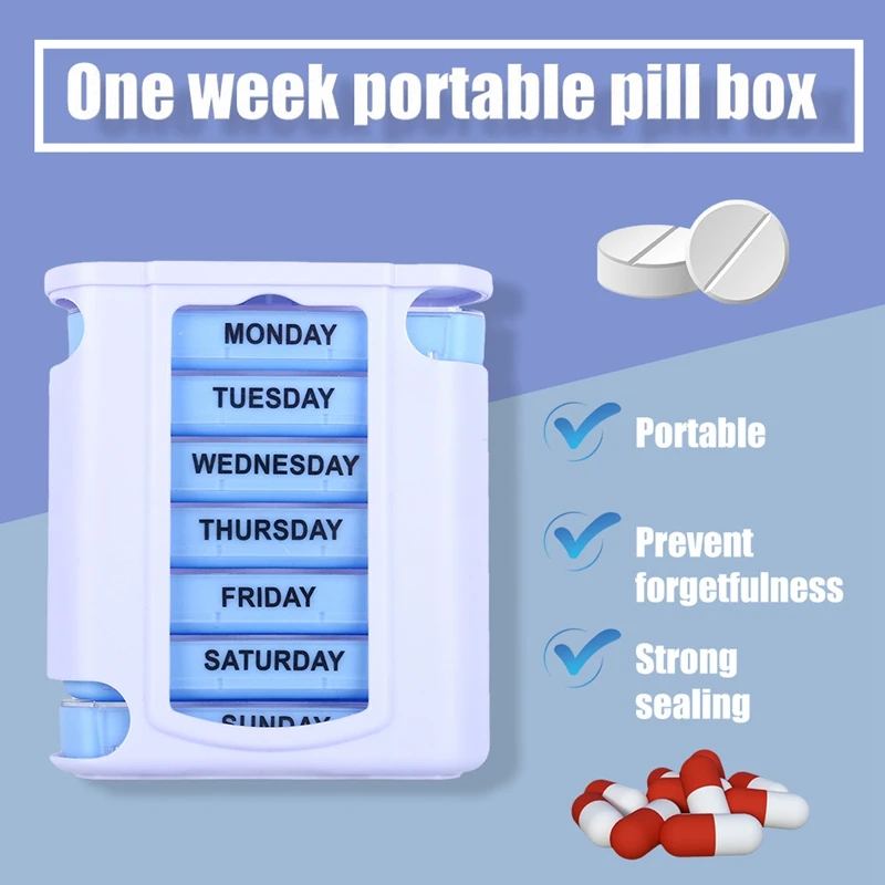 

7 Days Pill Box Pill Case Container for Tablets Weekly Pillbox Tablet Sorter Medicine Weekly Storage Box Container