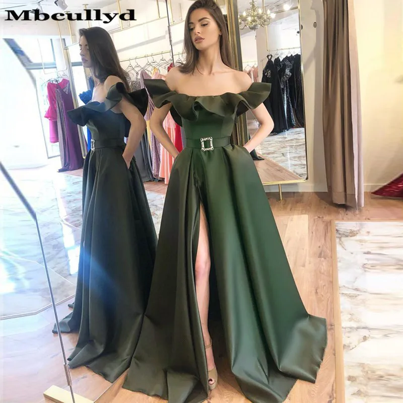Mbcullyd темно зеленые платья на выпускной длинные 2019 с карманами Африка Индия