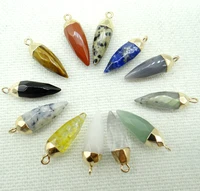 2021 natural gem stone quartz crystal lapis water droplets pendant for diy jewelry making necklace earrings accessories 10pcs