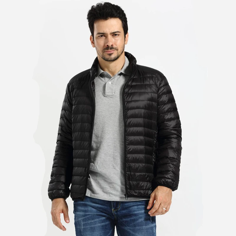 

Winter Duck Down Jacket Men 81% Down Content Thin Ultra Light Down Jacket Winter Long Sleeve Solid Parkas Winter Coats