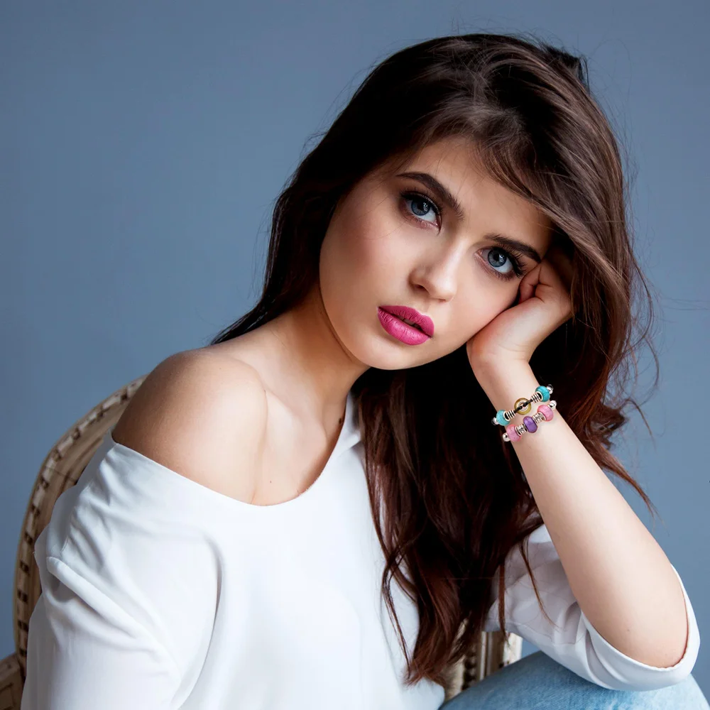 Акриловые Европейские Бусины 100 шт. бусины с большими отверстиями латунными