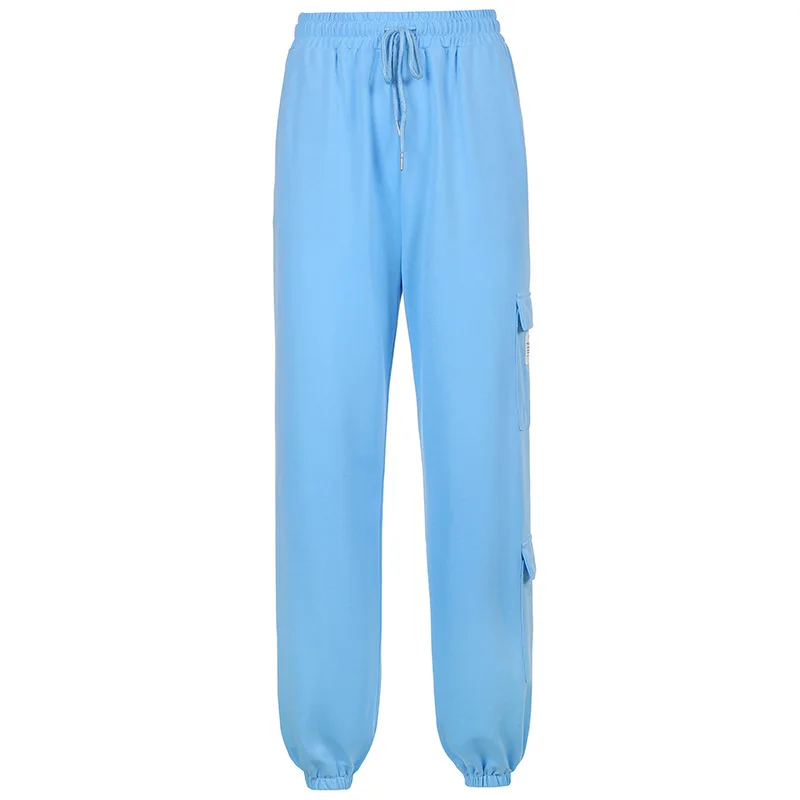 

Blue Who Dress 2021 Summer Clothing New Sports Leisure Wind Elastic Waist Draw String Bag Straight Beam Foot Trousers