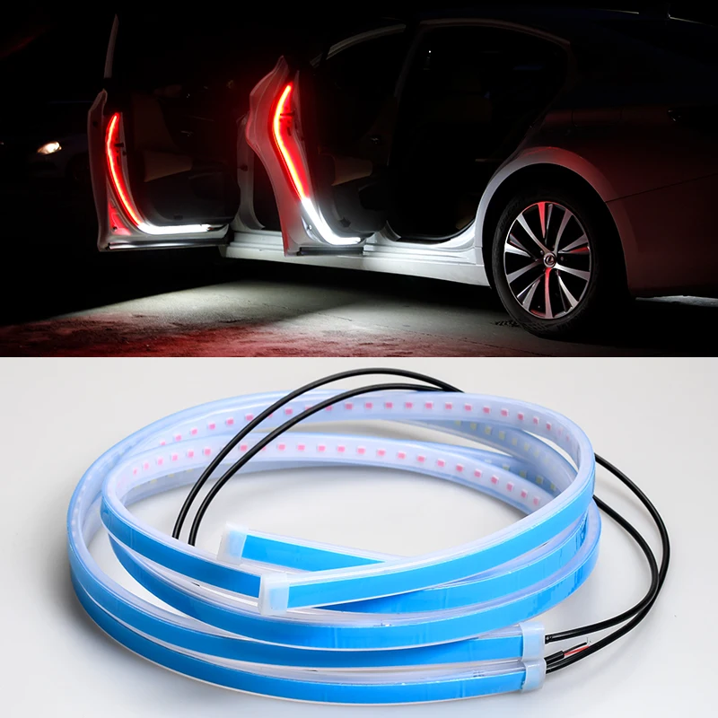 

LED Car Door Opening Warning Lights Welcome Decorative Strips 12V Anti Rear End Collision Auto Accessories Safety Ambient Lamp