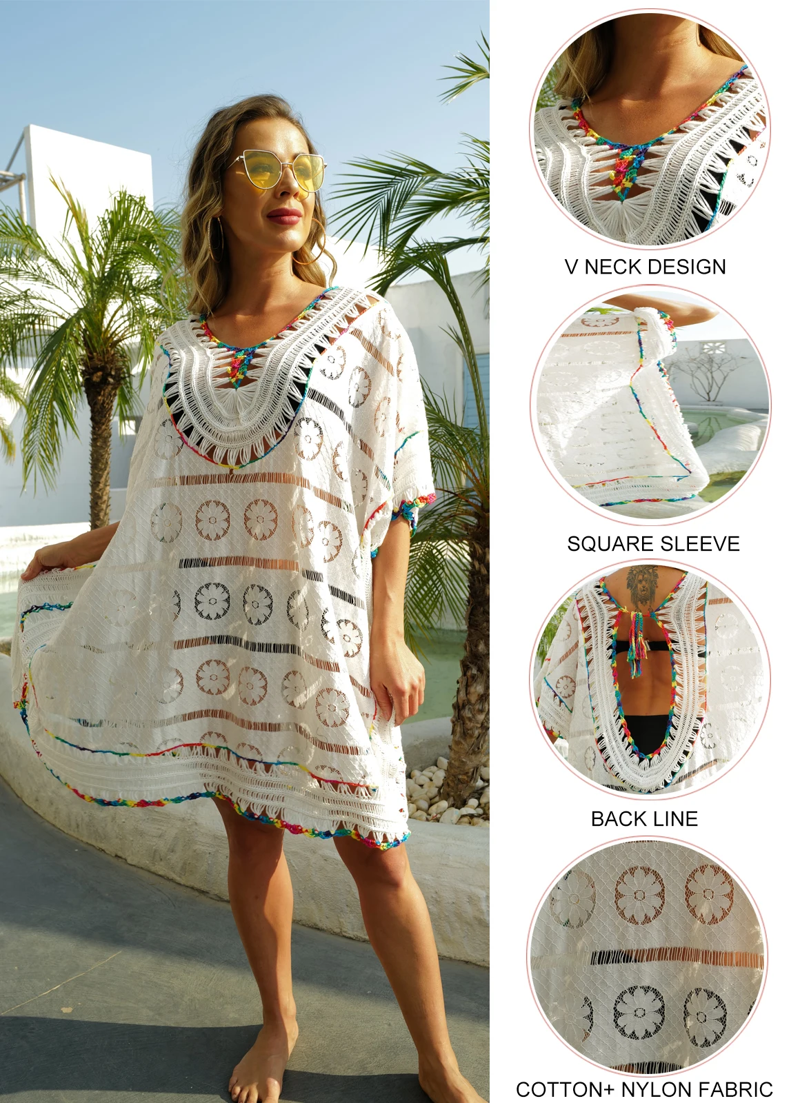 

CGYY 2021 Bathing Suits Crochet White Knitting Beach Cover Up Summer Dress Tunic Bikinis Swimwear Sexy Robe Plage Beachwear