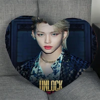 hot sale kpop felix pillow case heart shaped zipper pillow cover satin soft no fade pillow cases home textile decorative