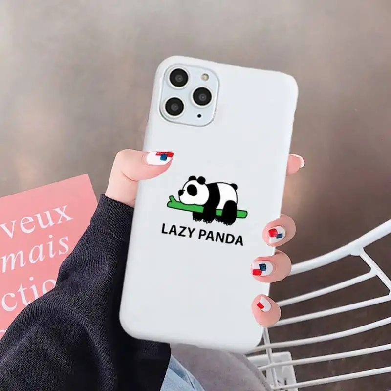 

panda cartoon cute animal luxury protective Phone Case funda Candy Color for iPhone 6 7 8 11 12 s mini pro X XS XR MAX Plus