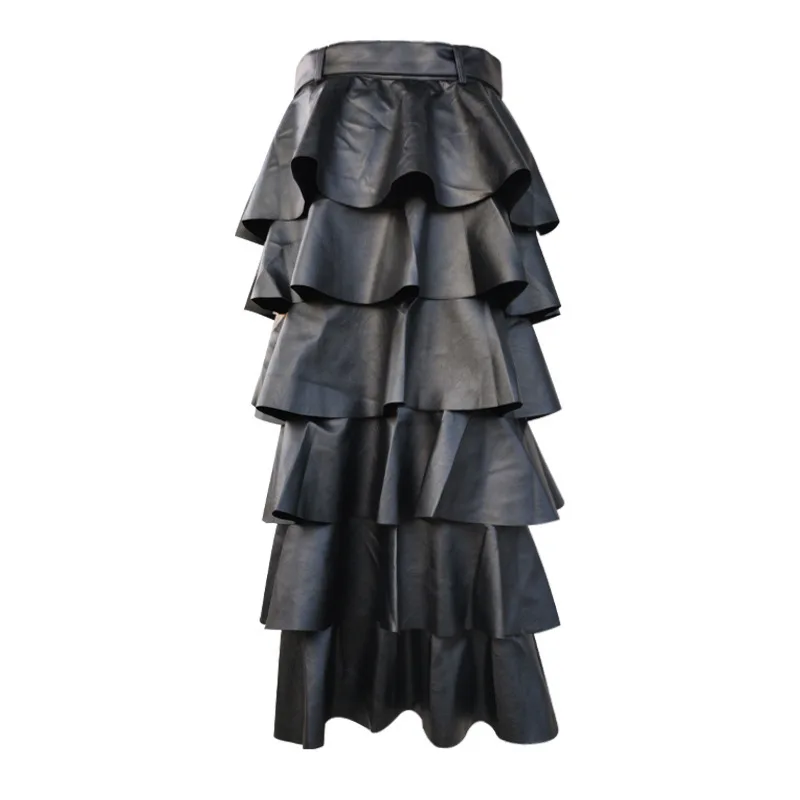 Сексуальная юбка Женская длинная винтажная плиссированная черная одежда из