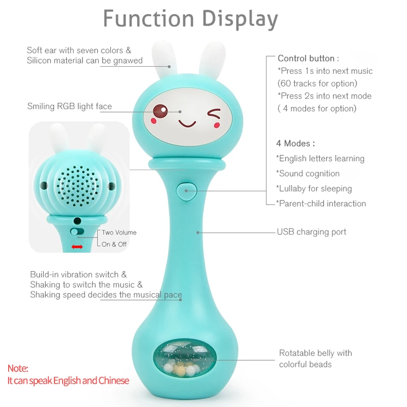 Детские колокольчики от Beiens Rabbit 4 цвета игрушка-головоломка музыка и светильник