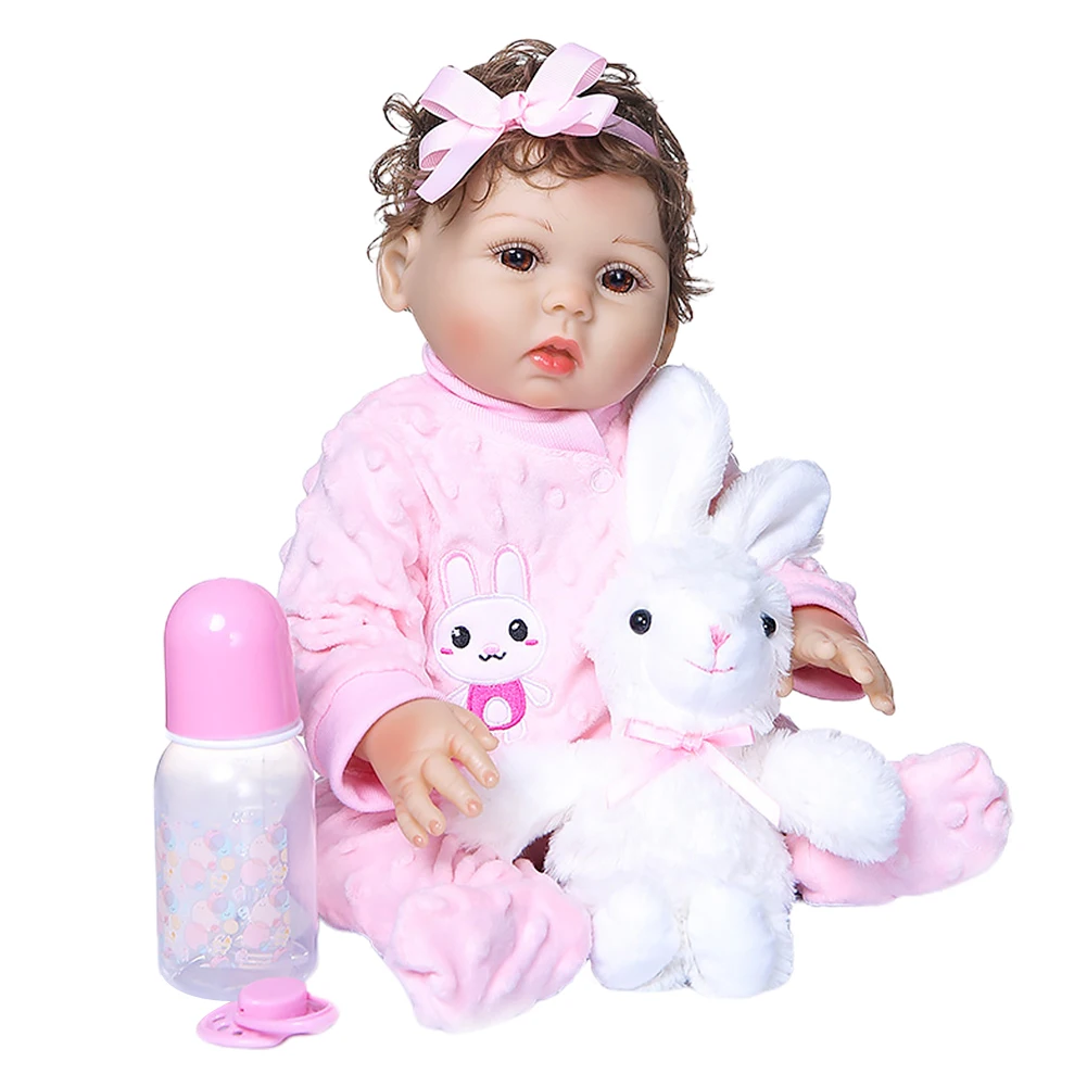 

18inch Lifelike Newborn Waterproof Girl Soft Reborn Baby Doll Toys Lovely Vinyl Silicone Simulation Full Body Birthday Gift