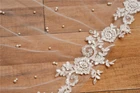 БелаяСлоновая свадебная фата с гребнем и жемчугом, аппликация, блестки, кружевные края, свадебная фата для невесты, 3 метра