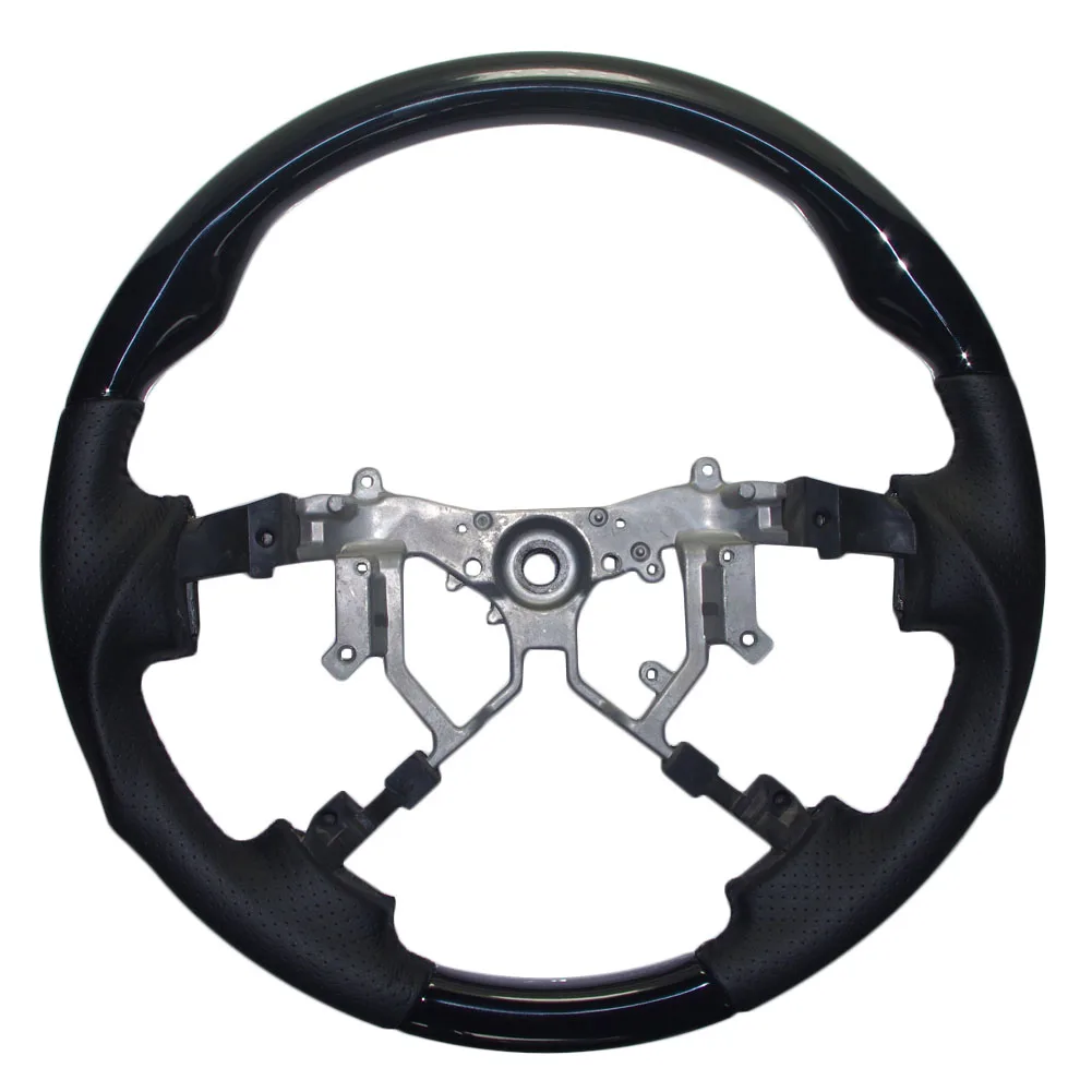 Кожаный деревянный спортивный руль для 2008- Toyota Land Cruiser FJ200 LC200 202 Sequoia Tundra- Toyota Hiace - Цвет: Piano Black Leather