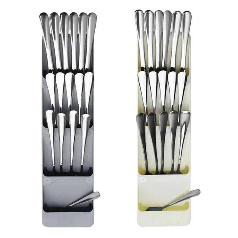 

Cutlery Storage Box Plastic Knife Block Holder Drawer Knives Fork Spoons Storage Rack Knife Stand Cabinet Tray Kitchen Organizer