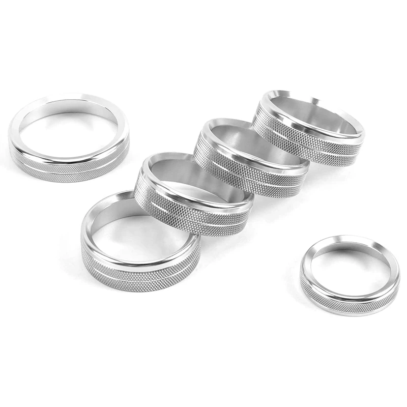 

6PCS Car Aluminum Air Conditioner AC Volume 4WD Trailer Switch Knob Ring Button Cover Trim for Ford F-150 F150 XLT 2016+