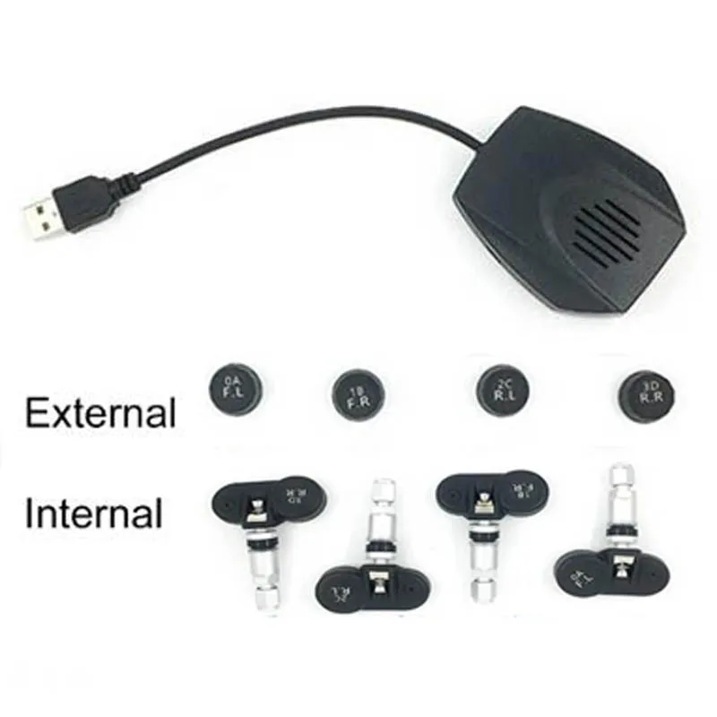 

Система контроля давления в шинах, USB-прибор для контроля давления в шинах с 4 внешними и внутренними датчиками