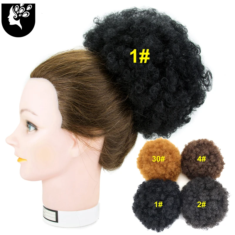 

YOUR BEAUTYSynthetic kinky curly high puff hairpiece hair afro updo scrunchie hair accessory chignon bun with clips in for girl