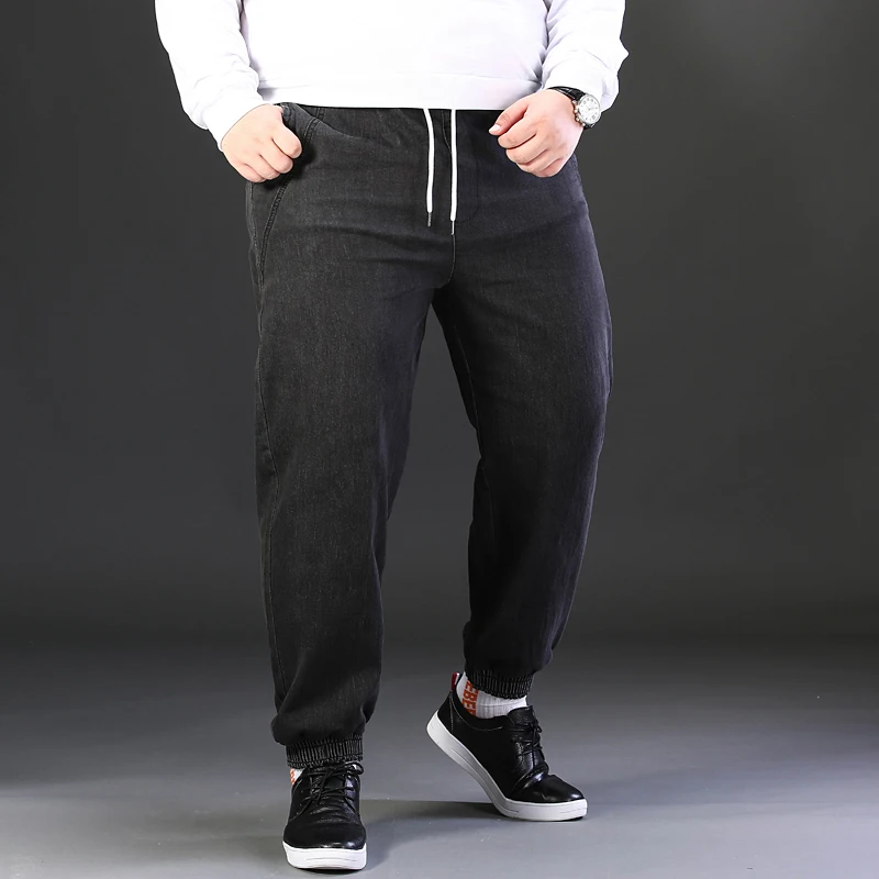 Мужские джинсы большого размера эластичные брюки в стиле хип-хоп Свободные