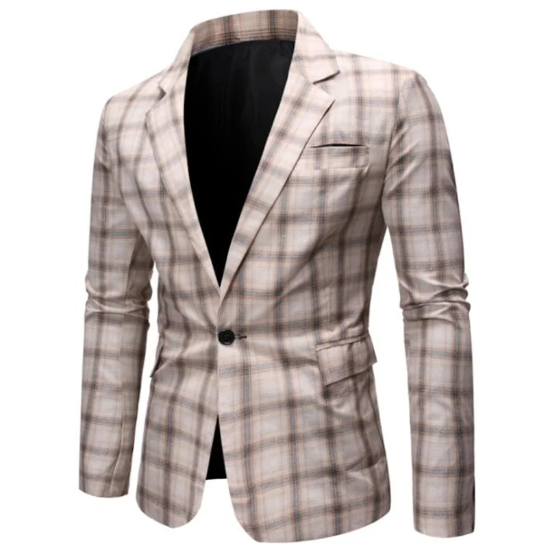 

New men's suits Ouma British style youth casual business plaid single blazers garnitury traje de hombre 정장 دعوى السراويل