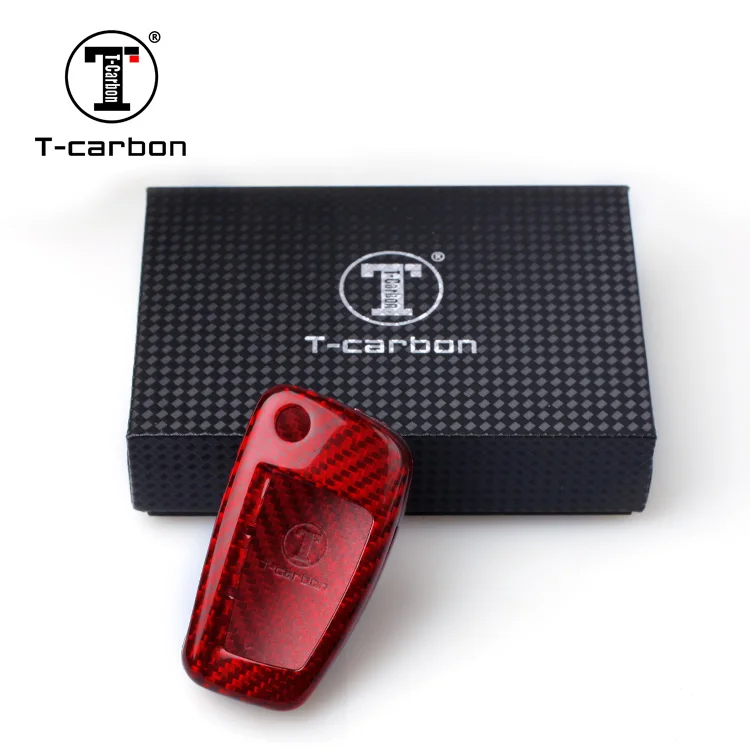 fiber glass red T-CARBON чехол из углеродного волокна для автомобильного ключа для Audi A3 - Название цвета: fiber glass red