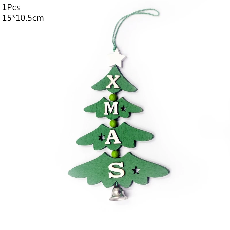 1pcs green tree Деревянная Рождественская елка, украшения, деревянная подвеска, автомобиль/Лось/звезда, поделки своими руками, Noel, рождественские украшения для дома, рождественский подарок для детей - Цвет: 1pcs green tree