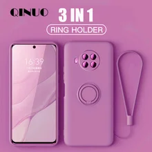 Liquid Silicone Ring Holder Phone Case For Xiaomi Redmi Note 9 SE 8 7 Pro 9S 9A POCO X3 NFC Mi 10 T CC9 Pro 10T Lite Stand Cover