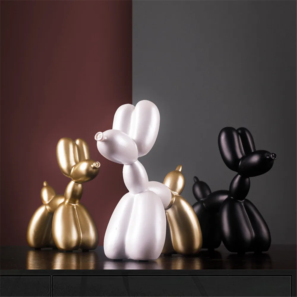 

European Style Cute Balloon Dog Home Decoration Accessories Modern Minimalist Animal Resin Crafts For Household Office Indoor