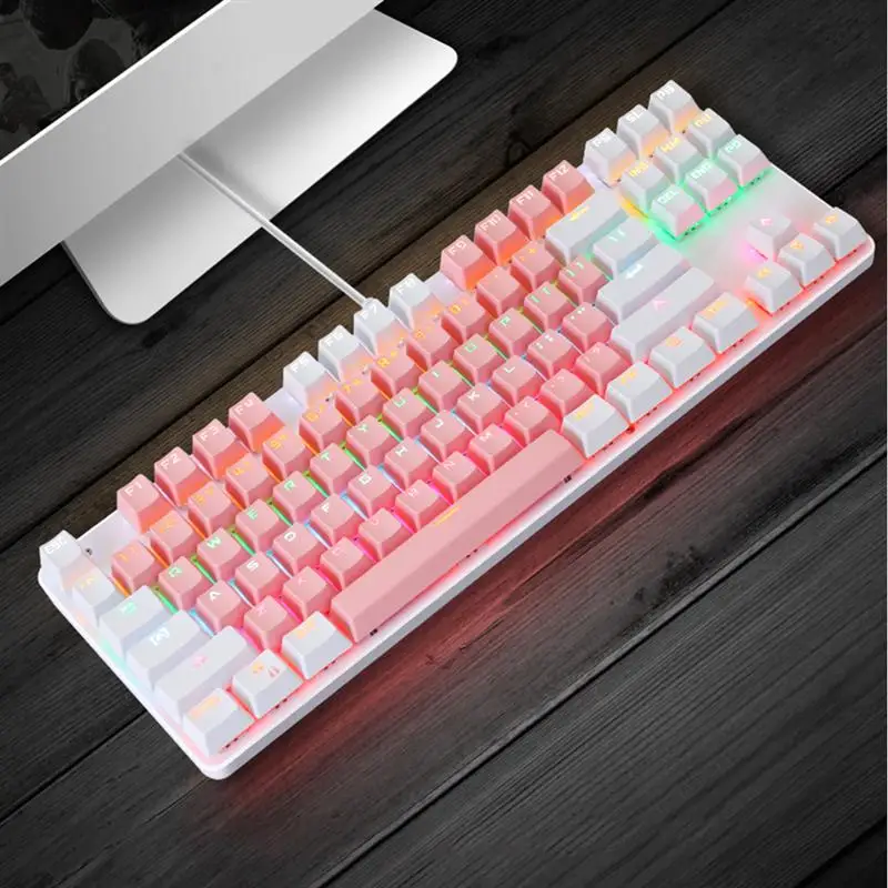 

Клавиатура с RGB подсветкой 87 клавиш RGB подсветка USB Проводная Механическая Офисная Клавиатура
