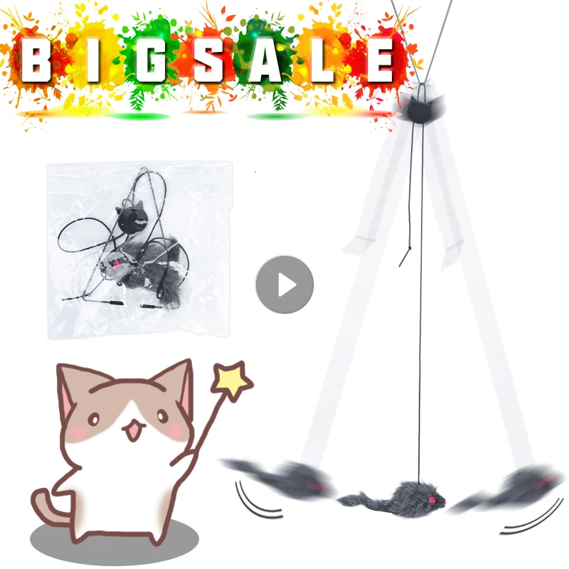 

1 PC Cat Toy Self-excited Hanging Door Retractable Scratch Rope Mouse Pet Stick Supplies Home Play Funny Interactive Kitten