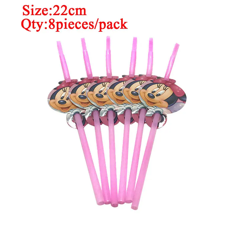 

Baby Girl Decoration Birthday Minnie Mouse Party Supplies Paper Cup Plates Straws Napkin Tableware Set Wedding Party Tablecloth