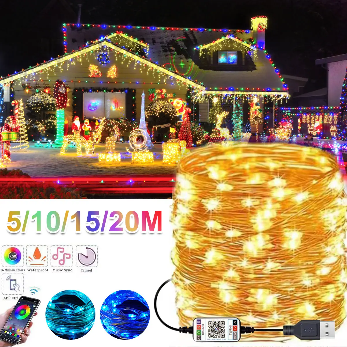 

New LED String Light Kerstversiering Party Festoen Light String IP67 Outdoor Kerstboom Decor Licht Slaapkamer Fairy Verlichting