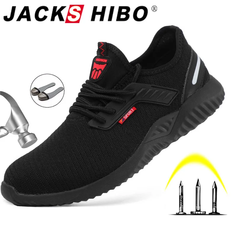 JACKSHIBO/Осенняя Безопасная рабочая обувь; мужские ботинки; нескользящая обувь со стальным носком; неубиваемые защитные ботинки; рабочие кроссовки